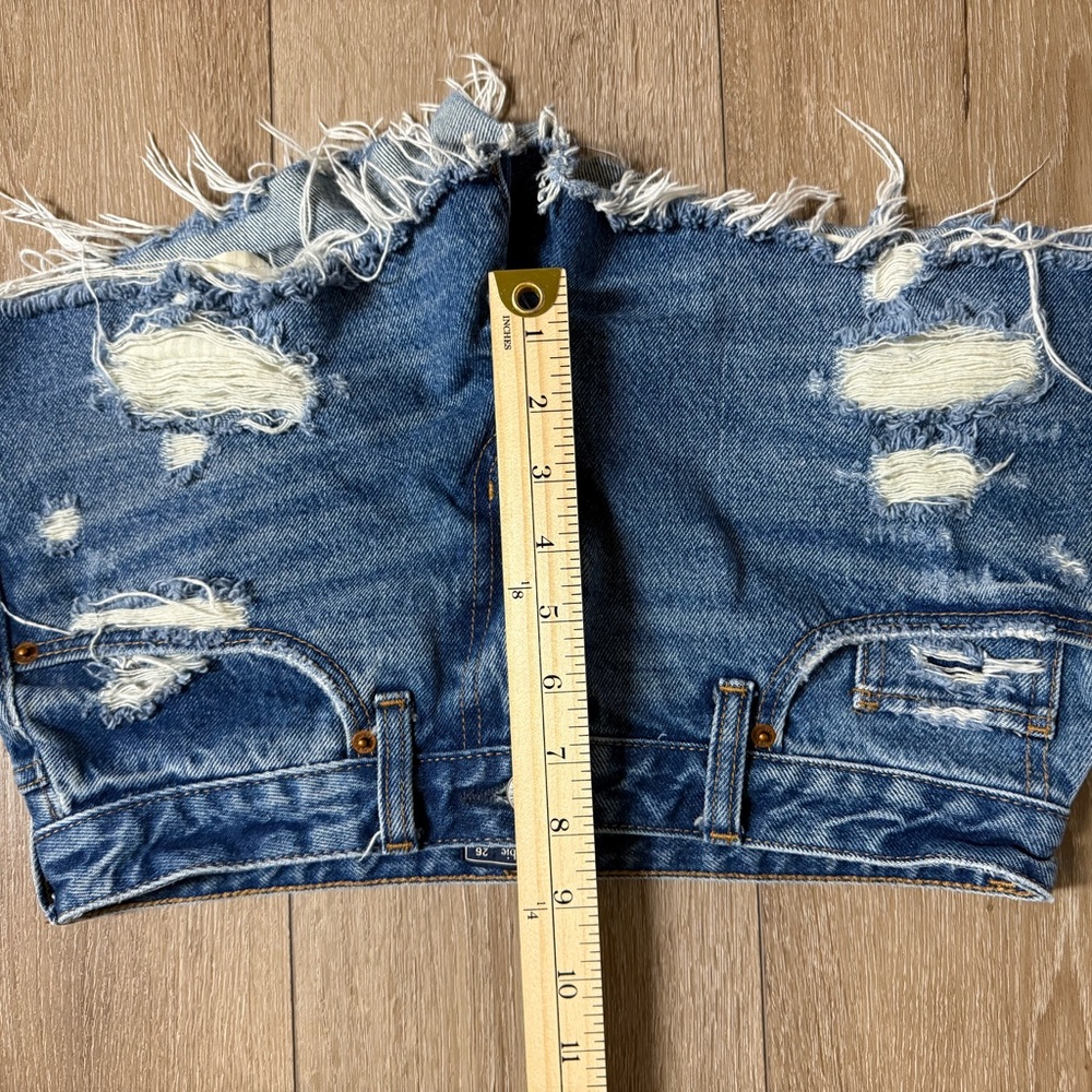 Abercrombie & Fitch Ripped Blue Jean Shorts - Picture 9 of 9